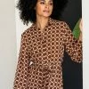 Geisha Jurk Shirtdress Etnische Print 27550 26 Camel Combi Dames Maat - XXL