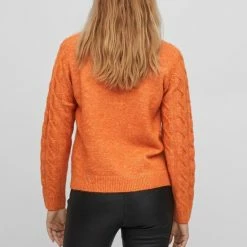 Vila Trui Viella O-neck L/s Cable Knit Top/su 14075497 Burnt Orange/melange Dames Maat - S -Dameskleding Verkoop 550x825 107