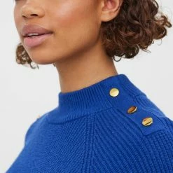 Vero Moda Trui Vmholly Button Ls Highneck Blouse 10272339 Sodelite Blue Dames Maat - M -Dameskleding Verkoop 550x825 194