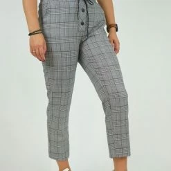 La Pèra Geruite Casual Broek Akhan Grijs Dames - Maat 40