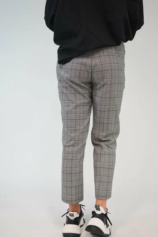 La Pèra Geruite Casual Broek Akhan Grijs Dames - Maat 40 2 La Pèra Geruite Casual Broek Akhan Grijs Dames - Maat 40 - Afbeelding 2