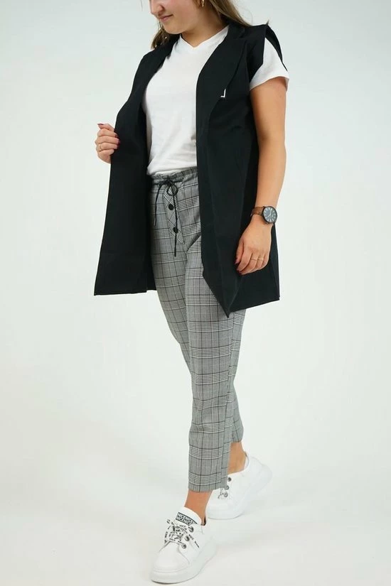 La Pèra Geruite Casual Broek Akhan Grijs Dames - Maat 40 7 La Pèra Geruite Casual Broek Akhan Grijs Dames - Maat 40 - Afbeelding 7