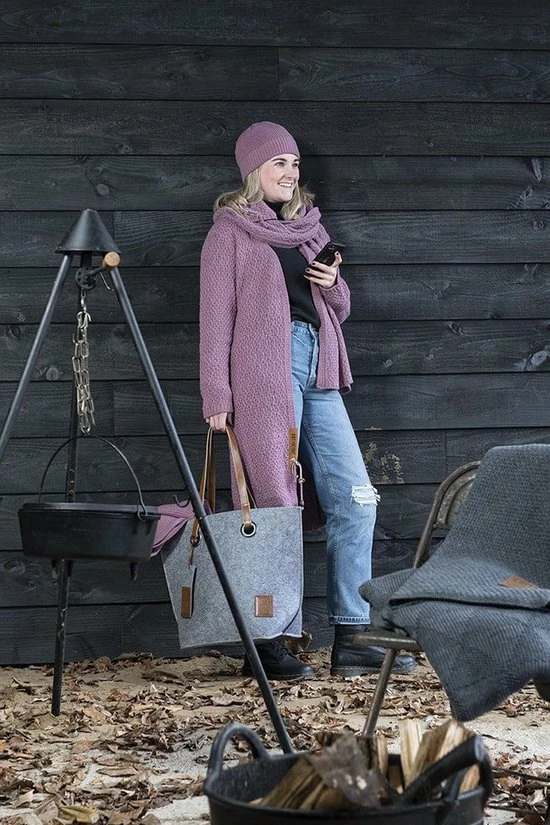 Knit Factory Luna Lang Gebreid Dames Vest - Bordeaux - 40/42 6 Knit Factory Luna Lang Gebreid Dames Vest - Bordeaux - 40/42 - Afbeelding 6