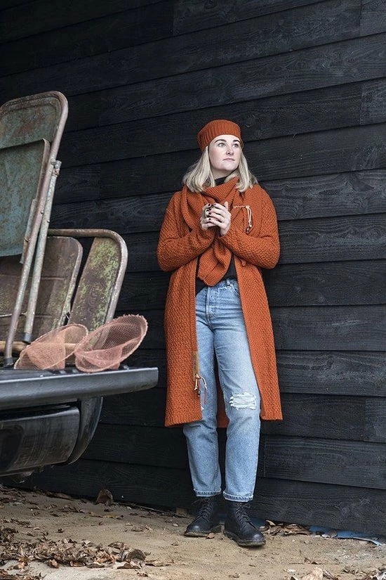 Knit Factory Luna Lang Gebreid Dames Vest - Bordeaux - 40/42 7 Knit Factory Luna Lang Gebreid Dames Vest - Bordeaux - 40/42 - Afbeelding 7