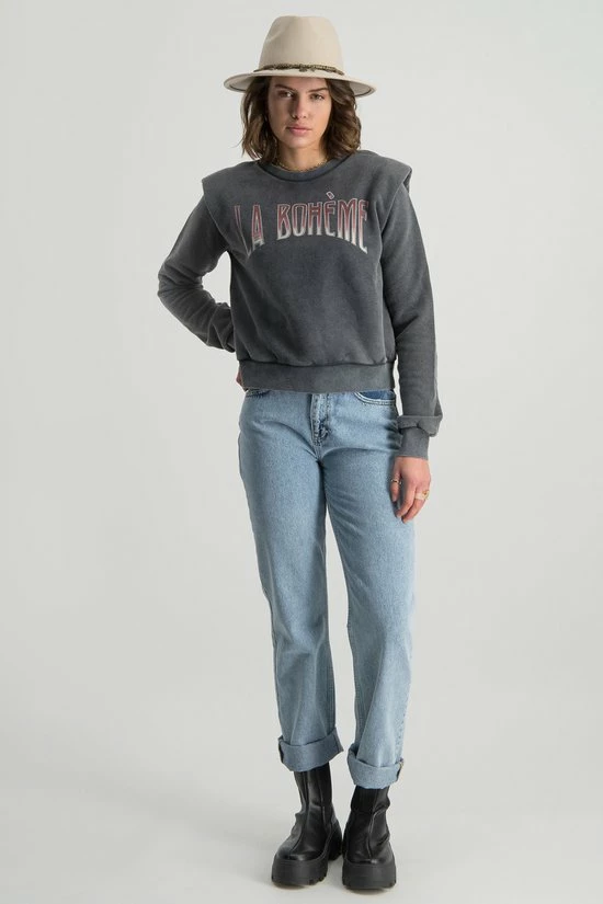 Colourful Rebel La Bohème Trui Grijs Dames - Loose Fit - Katoen - M 6 Colourful Rebel La Bohème Trui Grijs Dames - Loose Fit - Katoen - M - Afbeelding 6