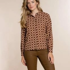 Geisha Blouse Blouse Graphic Etnic Print 23586 26 Camel Combi Dames Maat - S
