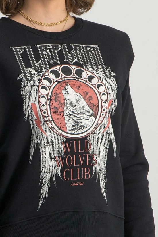 Colourful Rebel Wolves Club Trui Zwart Dames - Loose Fit - Katoen - L 7 Colourful Rebel Wolves Club Trui Zwart Dames - Loose Fit - Katoen - L - Afbeelding 7