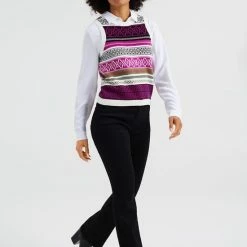 WE Fashion Dames Gebreide Slipover Met Jacquard Dessin 9 WE Fashion Dames Gebreide Slipover Met Jacquard Dessin -Dameskleding Verkoop 550x825 316