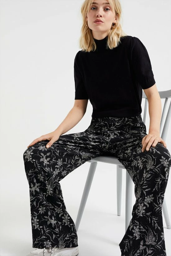 WE Fashion Dames Wide Leg Broek Met Dessin En Structuur 4 WE Fashion Dames Wide Leg Broek Met Dessin En Structuur - Afbeelding 4