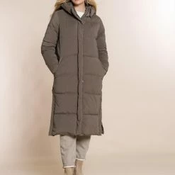 Geisha Jas Lange Puffer Winterjas Met Capuchon 28525 21 Taupe Dames Maat - XXL