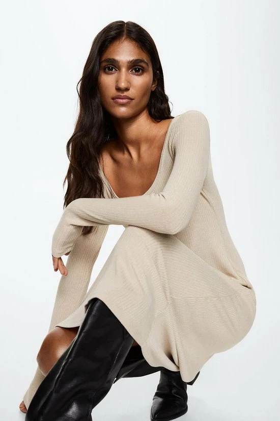 Mango Jurk Geribde Midijurk 37025815 07 Dames Maat - L 3 Mango Jurk Geribde Midijurk 37025815 07 Dames Maat - L - Afbeelding 3