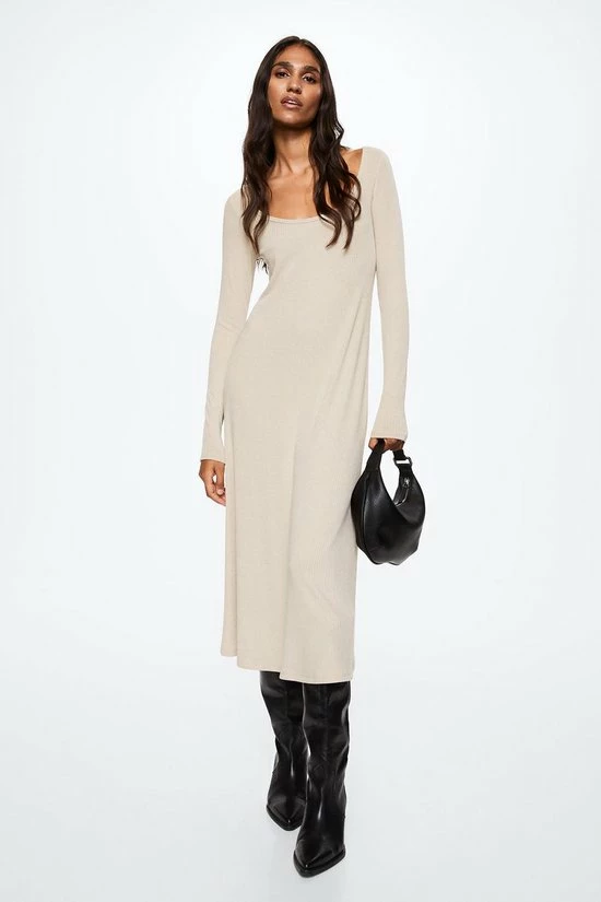 Mango Jurk Geribde Midijurk 37025815 07 Dames Maat - L 6 Mango Jurk Geribde Midijurk 37025815 07 Dames Maat - L - Afbeelding 6