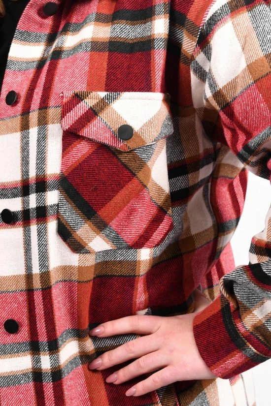 Merkloos Lumber Jacket | Jas Dames | Houthakkers Jas | Ruitjes | Stoer | Oversized | Kleur Rood | Maat S 3 Merkloos Lumber Jacket | Jas Dames | Houthakkers Jas | Ruitjes | Stoer | Oversized | Kleur Rood | Maat S - Afbeelding 3