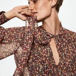 Mango Blouse Blouse Met Strik En Print 37013841 99 Dames Maat - S -Dameskleding Verkoop 550x825 499