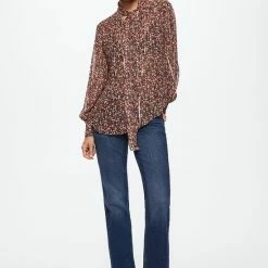 Mango Blouse Blouse Met Strik En Print 37013841 99 Dames Maat - S -Dameskleding Verkoop 550x825 503