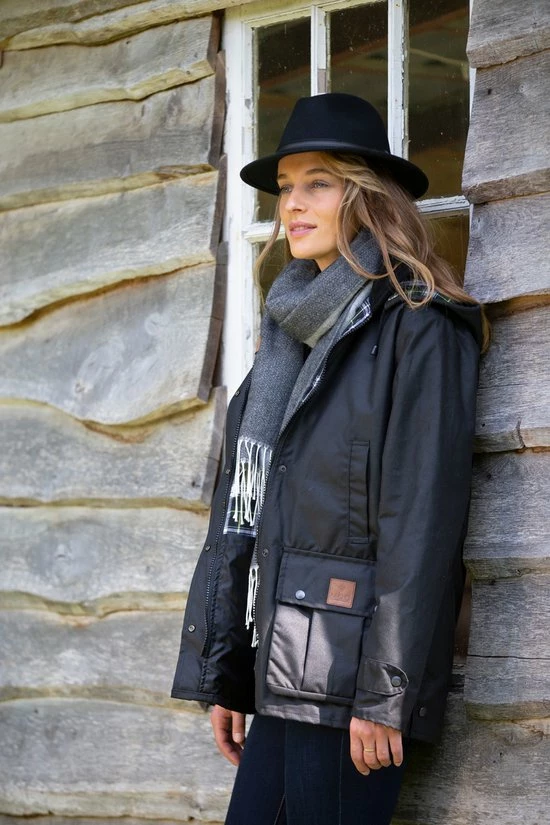 MGO Leisure Wear MGO Waxjas Leeds Dames - 100% Gewaxt Katoen - Winddicht En Waterdicht - Zwart - Maat XL 4 MGO Leisure Wear MGO Waxjas Leeds Dames - 100% Gewaxt Katoen - Winddicht En Waterdicht - Zwart - Maat XL - Afbeelding 4