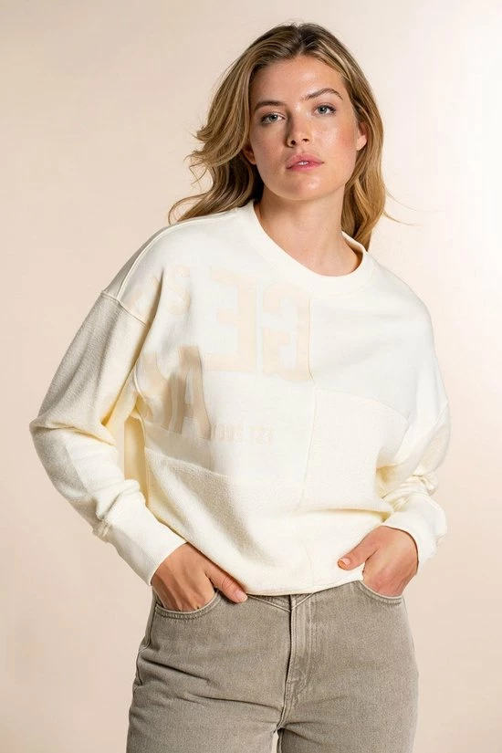 Geisha Trui Patchwork Crewneck Sweater 23509 10 Off-white Dames Maat - XL 2 Geisha Trui Patchwork Crewneck Sweater 23509 10 Off-white Dames Maat - XL - Afbeelding 2