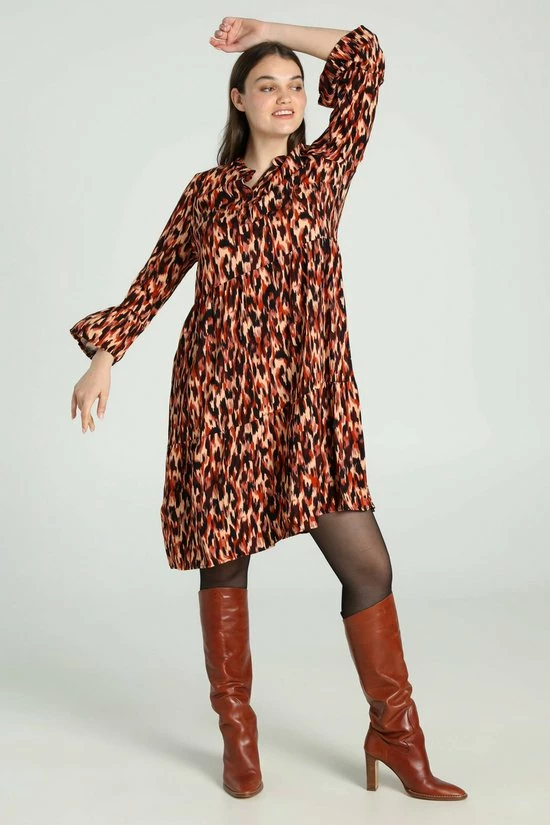 Cassis Korte Jurk In Viscose Met Dierenhuidmotief 7 Cassis Korte Jurk In Viscose Met Dierenhuidmotief - Afbeelding 7