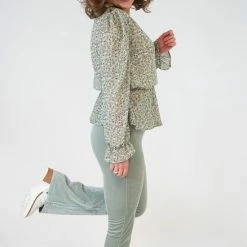 La Pèra Groene Rib Flair Broek Fluweel Vrouwen Flared Pants Dames - Maat M -Dameskleding Verkoop 550x825 641