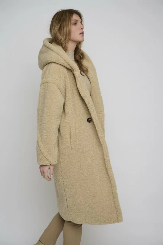 RINO & PELLE Long Hooded Double Breasted Coat Beach 36 2 RINO & PELLE Long Hooded Double Breasted Coat Beach 36 - Afbeelding 2
