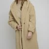 RINO & PELLE Long Hooded Double Breasted Coat Beach 36