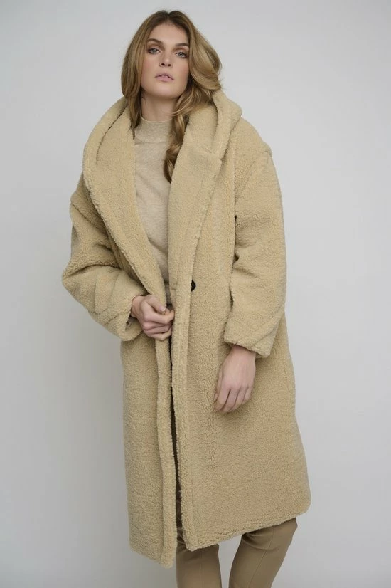 RINO & PELLE Long Hooded Double Breasted Coat Beach 36 1 RINO & PELLE Long Hooded Double Breasted Coat Beach 36