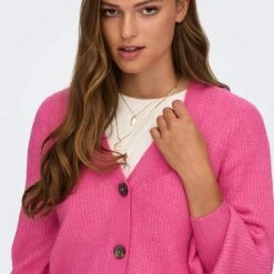 Jacqueline De Yong Vest Jdydrea L/s Short Cardigan Knt Noos 15223312 Carmine Rose Dames Maat - L -Dameskleding Verkoop 550x837 4